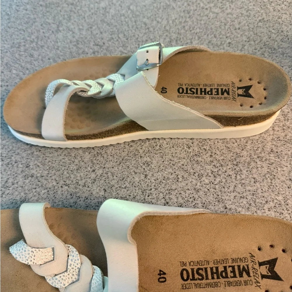 MEPHISTO HELEONORE women’s toe post white leather sandal size 40 NWOT - Picture 6 of 11
